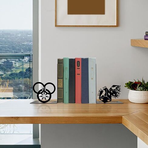Fantasy Wheel Bookends, Metal Decorative Book Ends for Shelves, Epic Time Wheel Inspired Bookends for Home Library, Office & Reading Nook Decor, Unique Fantasy Gifts for Book Lovers, Black 2 Pcs in Saudi Arabia
