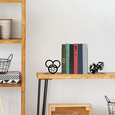 Fantasy Wheel Bookends, Metal Decorative Book Ends for Shelves, Epic Time Wheel Inspired Bookends for Home Library, Office & Reading Nook Decor, Unique Fantasy Gifts for Book Lovers, Black 2 Pcs in Saudi Arabia