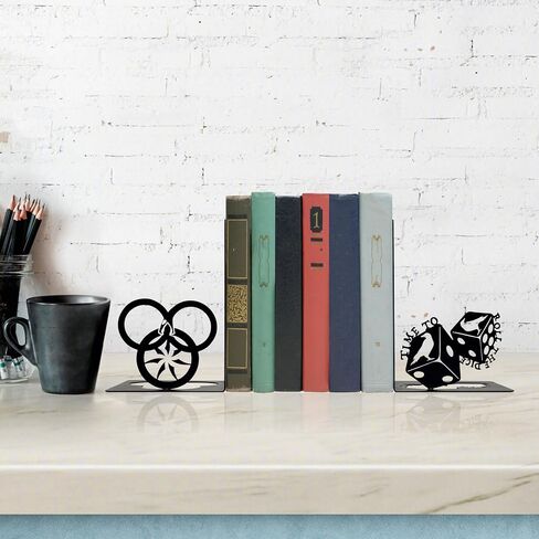 Fantasy Wheel Bookends, Metal Decorative Book Ends for Shelves, Epic Time Wheel Inspired Bookends for Home Library, Office & Reading Nook Decor, Unique Fantasy Gifts for Book Lovers, Black 2 Pcs in Saudi Arabia
