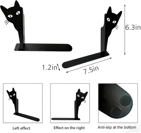 Peeping Cat Bookends Set of 2 Metal Book Ends for Shelves Bookshelf Cute Decorative Objects Home Office Desk Bookshelf Decor Gift for Cat Lovers and Reading Enthusiasts in Saudi Arabia