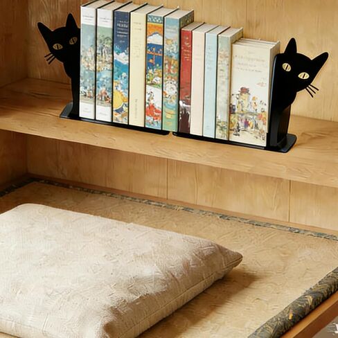 Peeping Cat Bookends Set of 2 Metal Book Ends for Shelves Bookshelf Cute Decorative Objects Home Office Desk Bookshelf Decor Gift for Cat Lovers and Reading Enthusiasts in Saudi Arabia