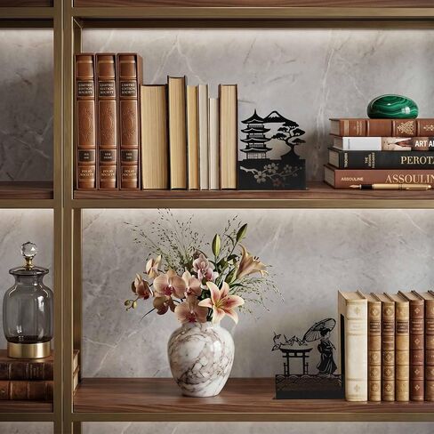 Black Metal Japanese Anime Book Ends, Japanese Decorative Art Accessories for Bookshelves Home Office Living Room Bedroom, Cool Unique Gift for Women Kids and Reading Enthusiasts in Saudi Arabia