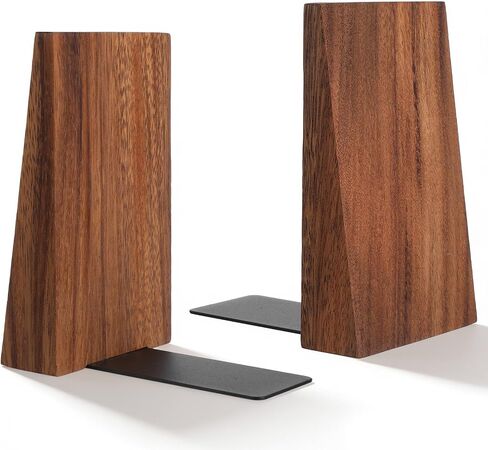 2pcs Book Ends for Shelves Book end Wood Thickend Wooden Books Ends for Heavy Books Wood Bookends Wooden bookends Modern Decorative Accessories to Hold boook Firmly on Bookshelf Walnut in Saudi Arabia