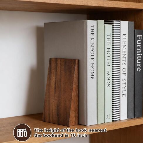 2pcs Book Ends for Shelves Book end Wood Thickend Wooden Books Ends for Heavy Books Wood Bookends Wooden bookends Modern Decorative Accessories to Hold boook Firmly on Bookshelf Walnut in Saudi Arabia