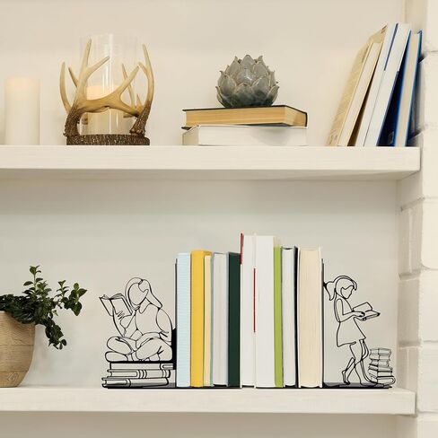Cute Bookends Decorative, Durable Metal Book Holders with Timeless Appeal, Black, 1 Piece, 6.3x4.5x1.2 inches in Saudi Arabia