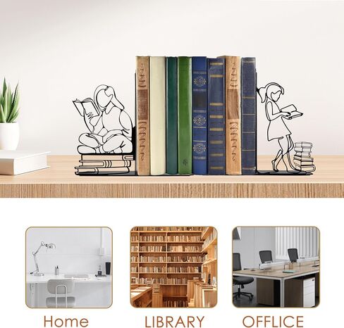 Cute Bookends Decorative, Durable Metal Book Holders with Timeless Appeal, Black, 1 Piece, 6.3x4.5x1.2 inches in Saudi Arabia