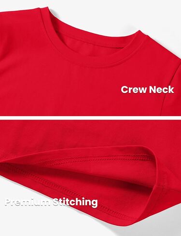 Auranso Girls Shirts Short Sleeve Cotton Kids T-Shirts Plain Basic Tee Clothes Summer Tops for Girls 7-8 Years Red in Saudi Arabia