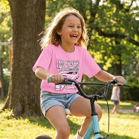 الفتاة الجرافيك تيز قمصان سباق السيارات للأطفال سباق متقلب العلم قميص للمراهقين Preppy الصيف عادية ملابس علوية من القطن in Kuwait