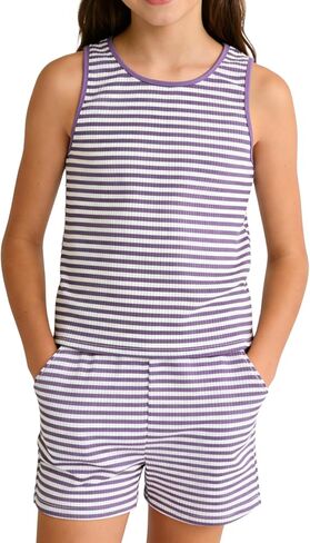 Size 7-14 Girls 2 Piece Outfits Summer Striped Lapel Short Set Cute Teen Girl Clothing Set in Saudi Arabia
