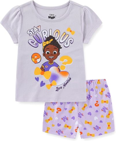 Blippi Meekah Girls Short Sleeve T-Shirt and Shorts Set for Toddler and Big Kids in Kuwait