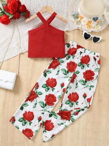 Girls Vest and Pants Set 8-12 Years Soft Breathable 2-Piece Elastic Waist for Daily Wear in Kuwait