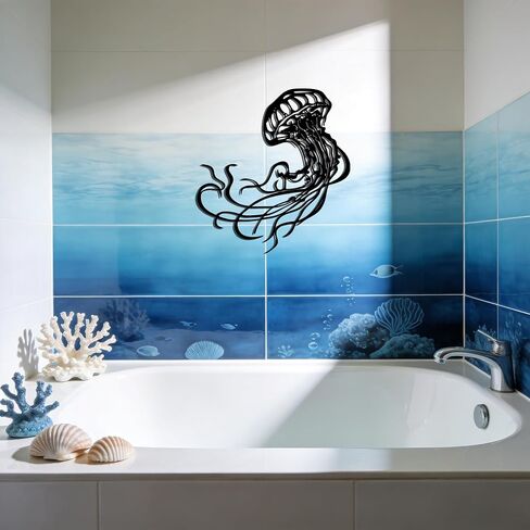 Slickss Metal Fish Wall Art Jellyfish Decor – Under the Sea Decor for Home, Ocean Wall Art, Beach Wall Art with Waterproof & Rust-Proof Coating for Indoor & Outdoor (14" x 13") in Kuwait