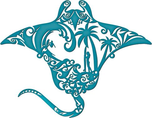 Pelopy Manta Ray Metal Wall Art 13.8inch Gradient Iron Ocean Fish Decor Coastal Ocean Sea Metal Fish Hanging Wall Art Decor for Coastal Farmhouse Beach Themed Rooms in Kuwait