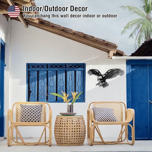 Bald Eagle Metal Wall Art – Black Patriotic Eagle Decor, Metal Wall Hanging for Indoor Outdoor Home, Garage, Man Cave, Rustic Wildlife Gift for Men in Saudi Arabia