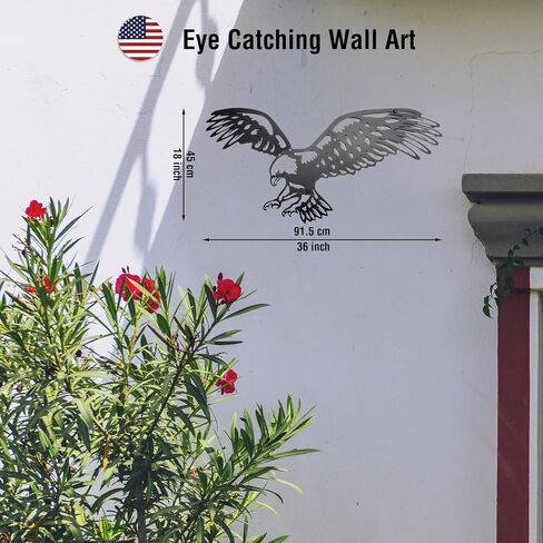 Bald Eagle Metal Wall Art – Black Patriotic Eagle Decor, Metal Wall Hanging for Indoor Outdoor Home, Garage, Man Cave, Rustic Wildlife Gift for Men in Saudi Arabia
