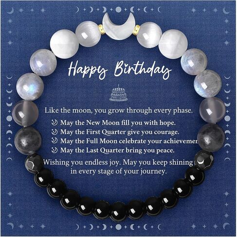 Moon Phase Moonstone Bracelet, New Beginnings Inspirational Gifts for Women, Birthday Gifts for Friend Sister, Anxiety Relief in Kuwait