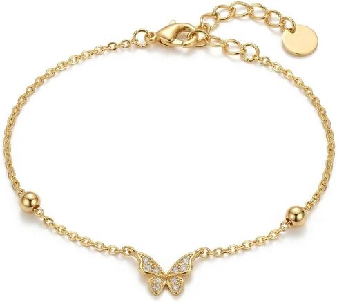 14K Gold Butterfly Bracelets for Women Gold Moissanite Adjustable Chain Bracelet for Her in Saudi Arabia