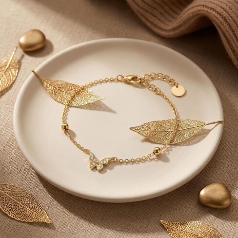 14K Gold Butterfly Bracelets for Women Gold Moissanite Adjustable Chain Bracelet for Her in Saudi Arabia