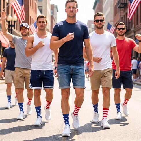 cobee 2 Pairs American Flag Socks for Men Women, Patriotic Red White Blue Stars Stripes Crew Socks Fun Accessories Unisex One Size Adults in Kuwait