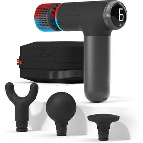 Sharper Image® Powerboost® Pro+ Hot & Cold Compact Deep Tissue Massage Gun - 6 Speed, 4 Attachments, Travel Case| Soothing Heat & Cold Therapy| Portable Lightweight Full Body Shoulder & Back Massager in Kuwait