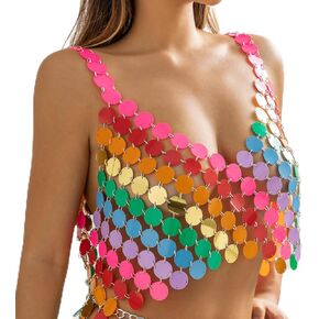 Women Sexy Mirror Sequins Dress Hand Made Body Accessories Jewelry for Party Night Club Summer Beach Body Chain-J in Saudi Arabia