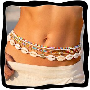 Brishow Shell Beads Waist Chain Multi-layered Beaded Belly Chain Summer Beach Body Chain Jewelry for Women in Saudi Arabia