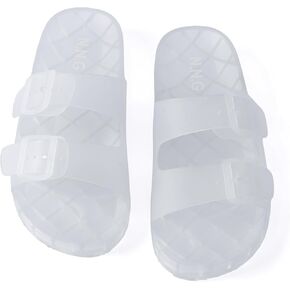 Women Jelly Waterproof Sandals Cute Clear Pool Slides Double Buckle Adjustable Straps Cushioned Arch Support Trendy Summer Beach Casual Shoes in Saudi Arabia