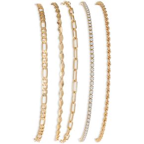SEADAY 14K Gold Plated Stackable Bracelets for Women, 5 Piece Adjustable Tarnish-Resistant Hypoallergenic Fashion Jewelry Gifts in Saudi Arabia