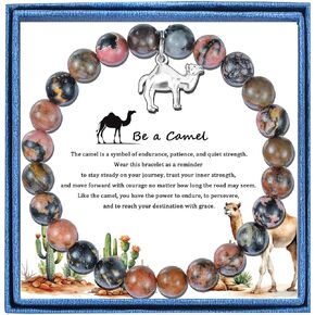 LIUANAN Spiritual Camel Bracelet for Women and Men, Picasso Jasper Natural Stone Beaded Bracelet, Healing Crystal Jewelry, Inspirational Gift for Strength, Patience, and Endurance in Saudi Arabia