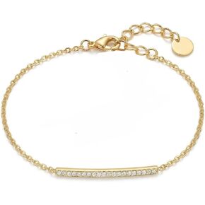 14K Gold Diamond Bar Bracelets for Women Gold 0.15cttw Diamond Bracelet for Womens Adjustable Chain Bracelet Birthday Gifts for Mom Girlfriend Her in Saudi Arabia