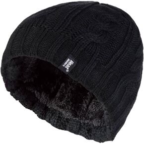 HEAT HOLDERS - Women's Thermal Fleece Cable Knit Winter Hat 3.4 Tog - One Size (Black) in Saudi Arabia