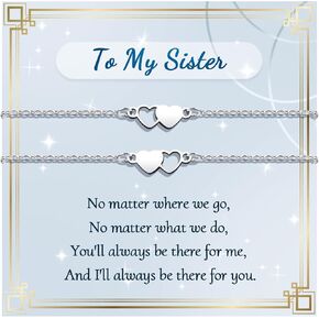 YELUWA 2/3/4 Pcs Sister Gifts, Gifts for Women Matching Heart Stainless Steel Bracelets Friendship Bracelets Big Sister Gift Birthday Thanksgiving Christmas Valentines Day Women Gift Ideas in Saudi Arabia