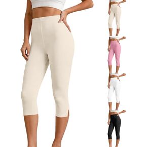 Capri Leggings for Women Tummy Control Stretchy Yoga Capris High Waisted Workout Gym Leggings Soft Capri Yoga Pants in Kuwait