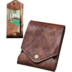 Multifunctional Compact Wallet with Snap Closure, Handmade PU Leather Card Holder with Pen Slot, Cash Wallet for Men in Saudi Arabia
