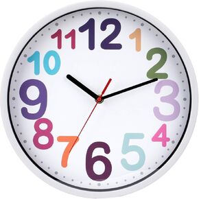 Wall Clock 12 Inch Silent Non Ticking Battery Operated Time Teaching Quartz Home Colorful Read Learn Time Perfect for Teacher's Classrooms and Kid's Bedrooms in Saudi Arabia