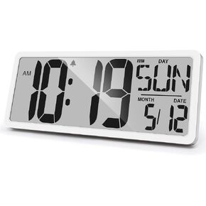 Large Digital Wall Clock 15.1 Inch Alarm Clock for Bedroom Wall Clocks Battery Operated Digital Clock Large Display with Temperature Desk Clocks for Office Living Room Decor in Saudi Arabia
