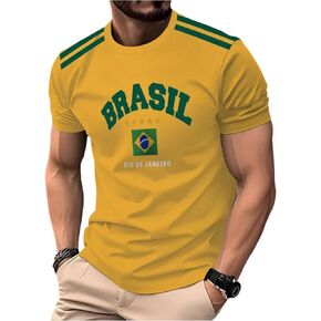 SweatyRocks Men's Brasil Soccer Jersey Shirts Short Sleeve Letter Graphic T Shirts in Saudi Arabia