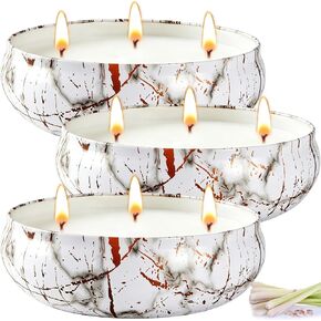 Citronella Candles Outdoor, 3 Pack Large Citronella Candle for Patio, 12oz, 3 Wick Soy Wax Candle, Long Lasting 240 Hours Total for Backyard Camping Deck Garden, Summer Indoor Outside Home Use in Saudi Arabia