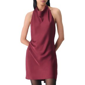 Womens Satin Halter Neck Mini Dress Sleeveless Sexy Cocktail Party Open Back Dress Summer Beach Formal Club Outfits in Saudi Arabia