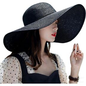 Women's Sun Straw Hat Wide Brim Stylish and Comfortable UPF 50+ Protection Foldable Floppy Beach Hats for Outdoor Activities in Saudi Arabia