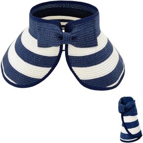 Sun Hat Visor for Women, UV UPF Wide Brim Woven Beach Hat, Foldable Ponytail Summer Hat, Packable Travel in Saudi Arabia