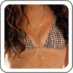 14K Gold Plated Body Chain Jewelry for Women, Layered Bikini Waist Chain for Beach Vacation Accessories, Crossover Belly Chain Belt for Summer Swimsuits & Going Out Outfits in Saudi Arabia