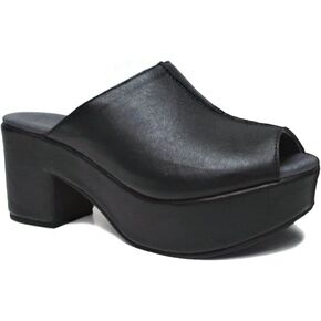 Chocolat Blu Gadis - Retro-Style Block Heel Mule Sandal in Black Leather - 8.5 M US in Saudi Arabia