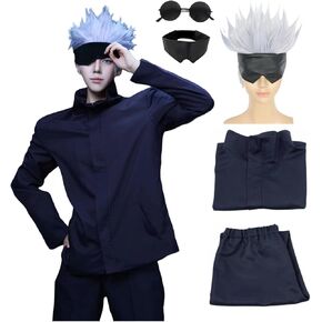 Moalioi Satoru Cosplay Anime Cosplay Costume Outfit Uniform with Eye Mask Glasses Wig Full Set for Men in Saudi Arabia
