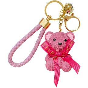 1 PCS Cute Teddy Bear Keychain with Bow, Resin Woven Design, 1.54 x 2.17 inches in Saudi Arabia