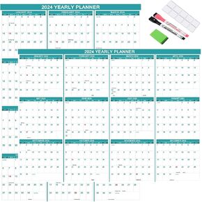 32" x 48" 2025 Large Wall Calendar Erasable, Wet & Dry Erase Laminated 12 Month Annual Yearly Wall Planner, Reversible Horizontal/Vertical Calendar, Green in Saudi Arabia