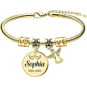 Personalized Angel Memory Bracelets for Loss Loved One with Name Dates,Custom Memorial Bracelet for Women,Remembrance Sympathy Gifts,Adjustable Bracelet Keepsake Charm in Saudi Arabia