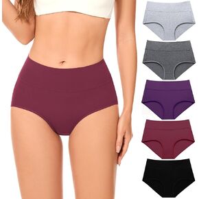 Womens Cotton Underwear High Waisted Briefs Full Coverage Soft Ladies Panties Multipack 5 Pack in Saudi Arabia