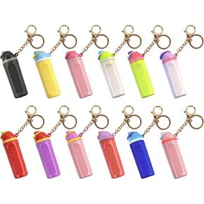 12 Pack Mini Tumbler Keychains for Owalas Water Bottles, Cute Mini Cup Keychain with Chapstick/Lip Balm Holder, Trendy Charms Accessories for Women & Girls in Saudi Arabia