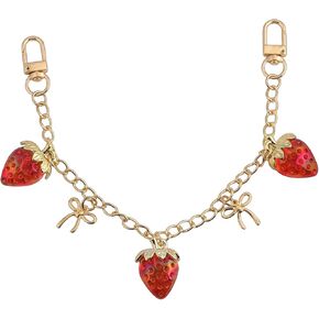 Bag Purse Chain for Women - Strawberry Bow Purse Charms with Gold Chain - Cute Keychain Handbags Tote Accessories in Saudi Arabia